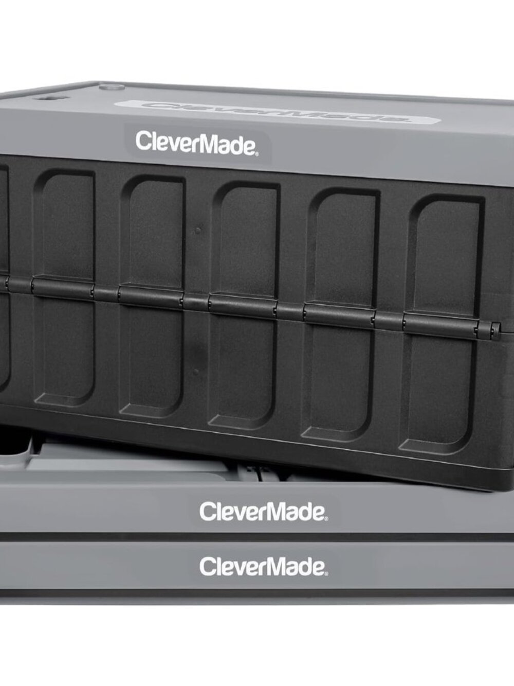 Collapsible Storage Bins With Lids, 46L 3 Pack, 75 lb, Stone